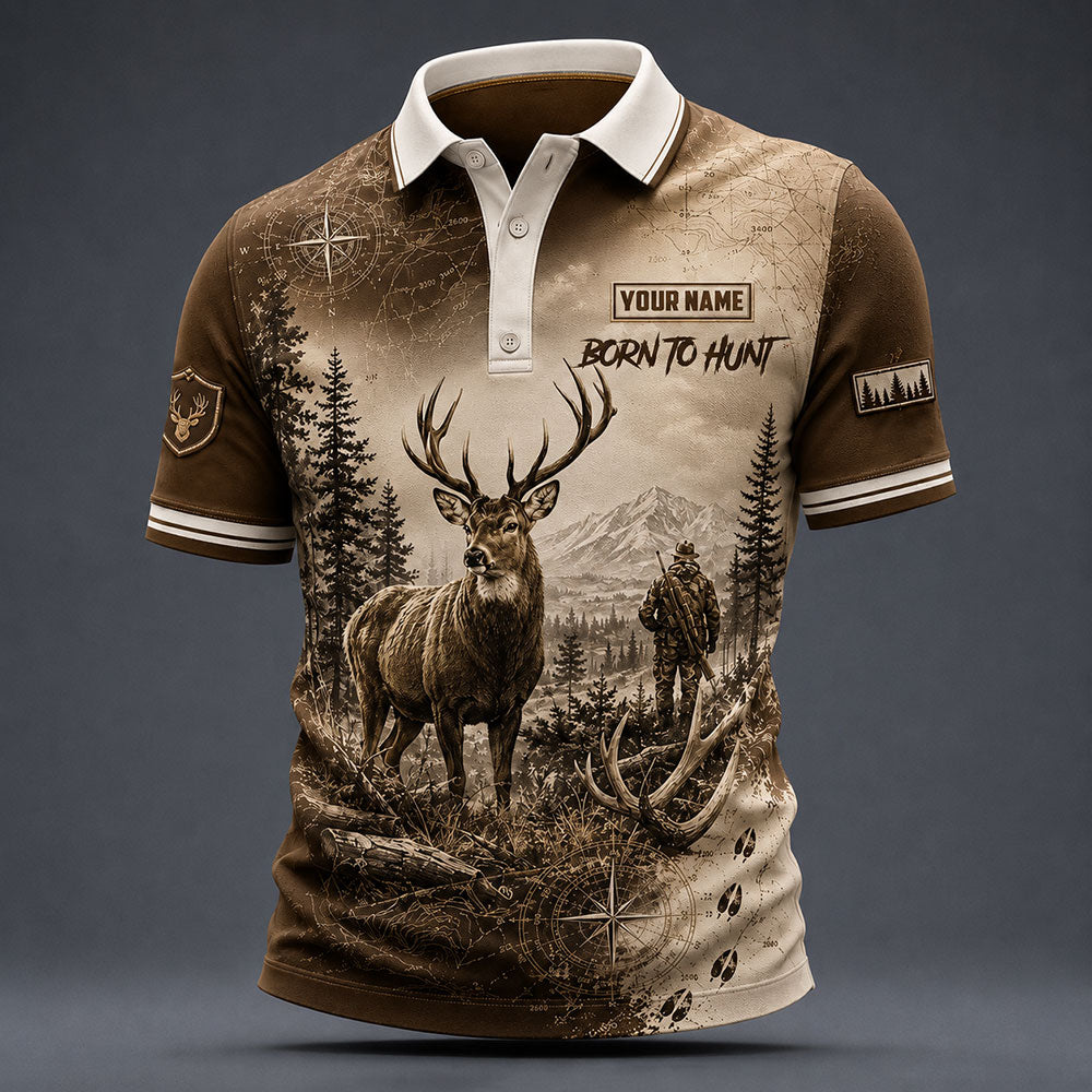 Personalized Deer Hunting Polo Shirt – Born to Hunt VTTHB00014