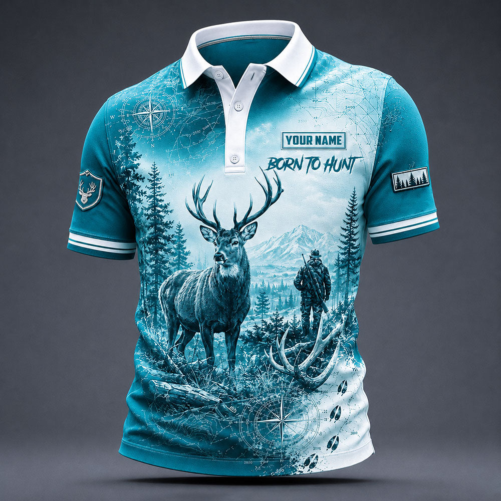 Personalized Deer Hunting Polo Shirt – Born to Hunt VTTHB00014
