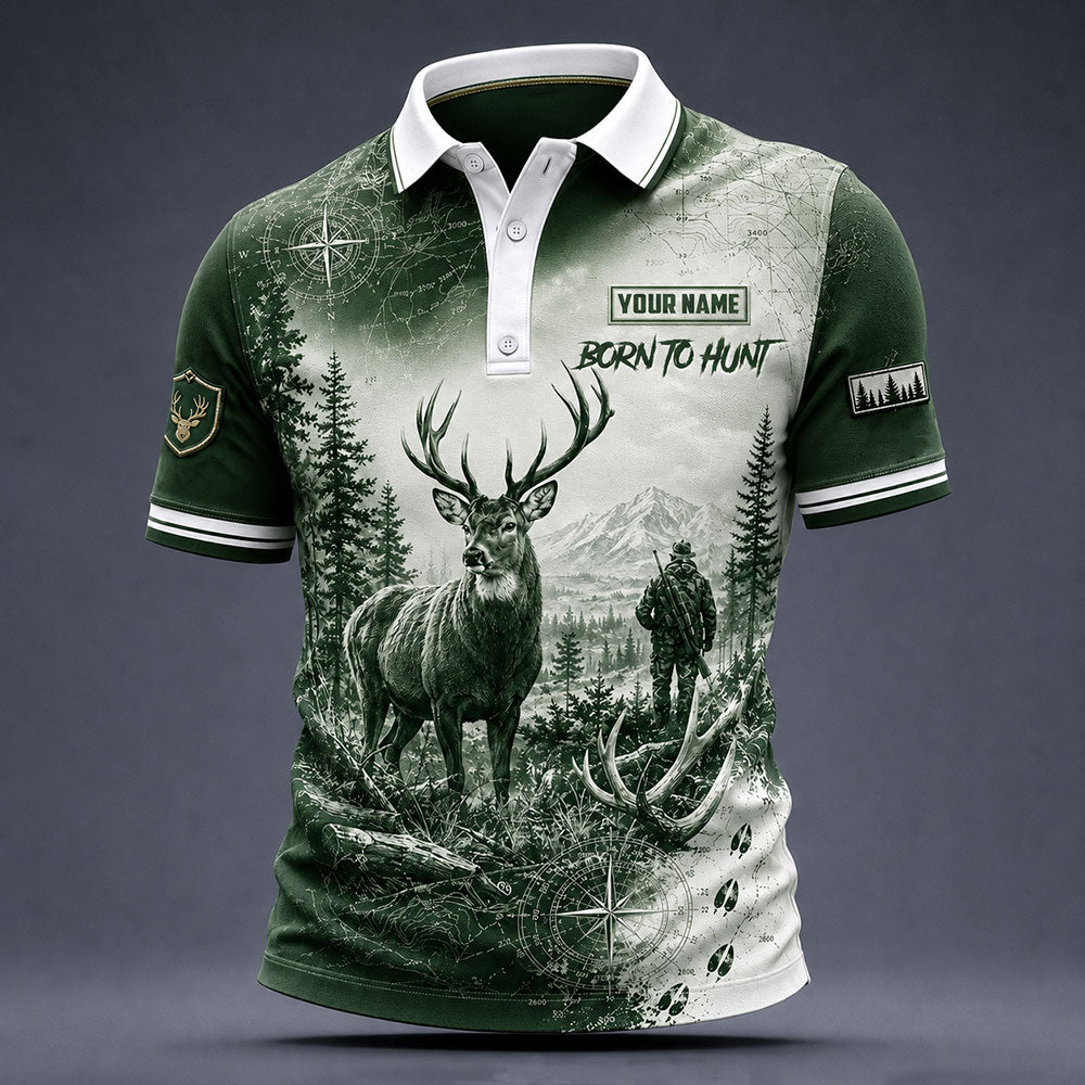 Personalized Deer Hunting Polo Shirt – Born to Hunt VTTHB00014