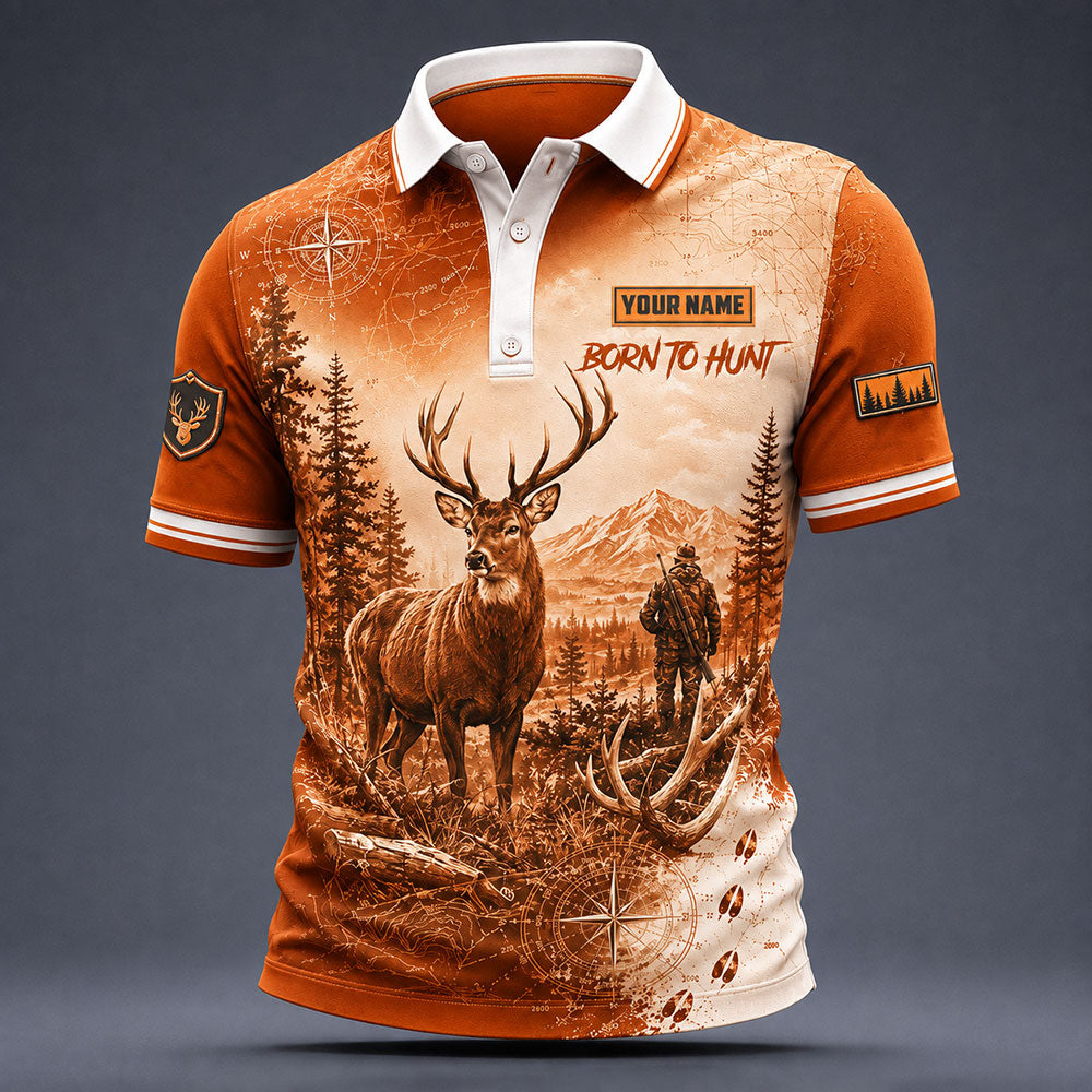 Personalized Deer Hunting Polo Shirt – Born to Hunt VTTHB00014