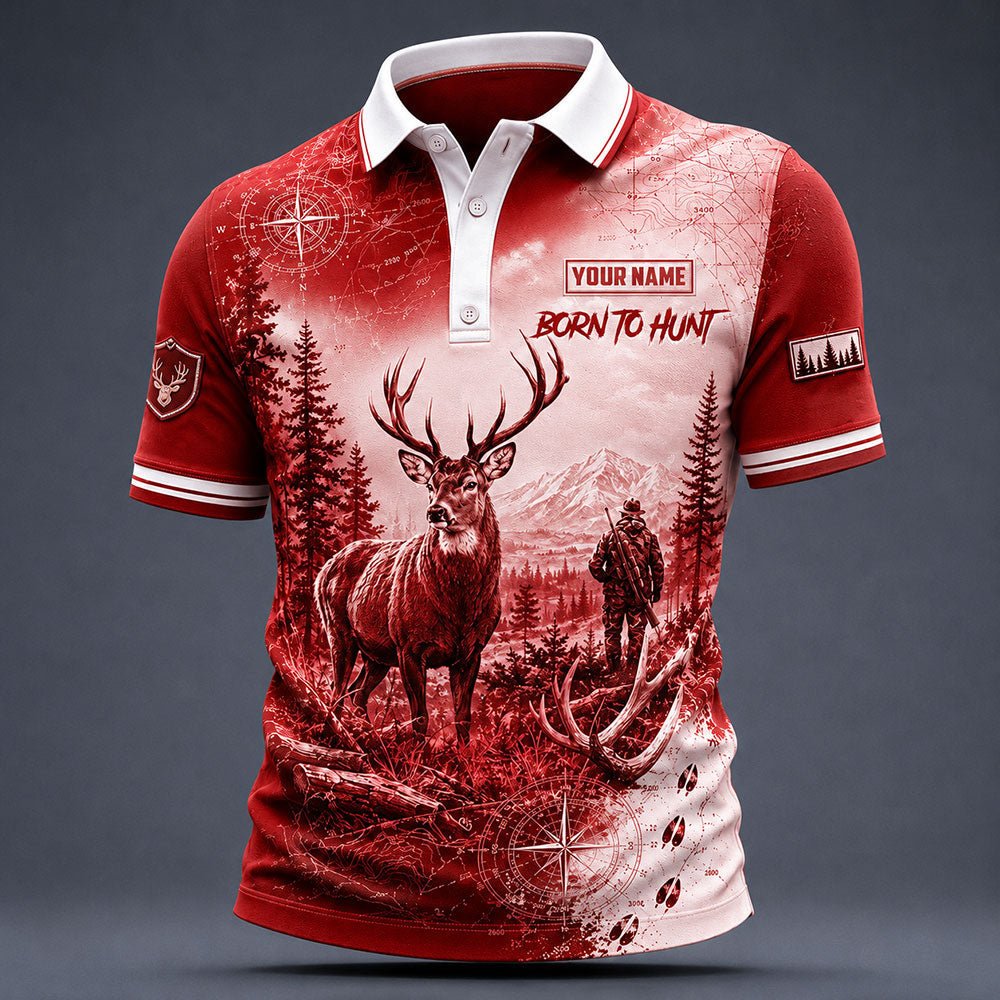 Personalized Deer Hunting Polo Shirt – Born to Hunt VTTHB00014