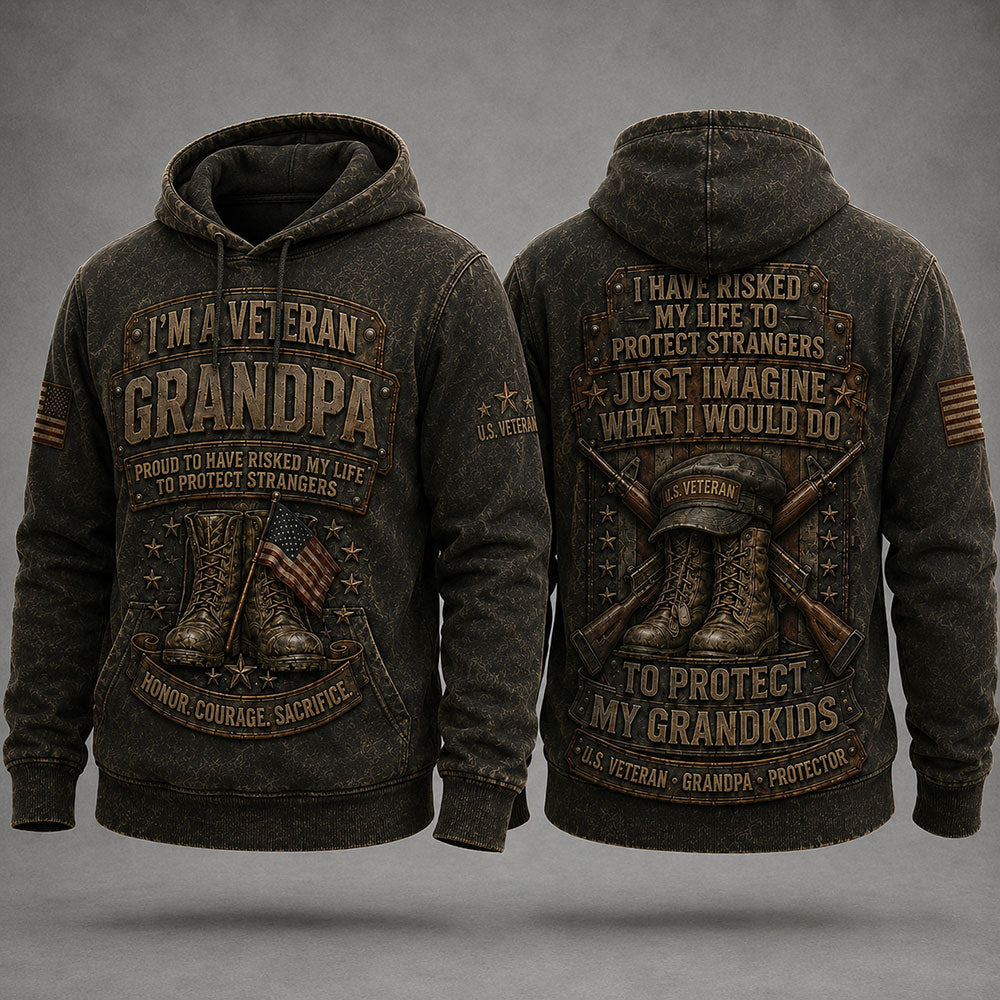 Veteran Grandpa Protector T-Shirt – Proud to Protect My Grandkids VTTHB00015