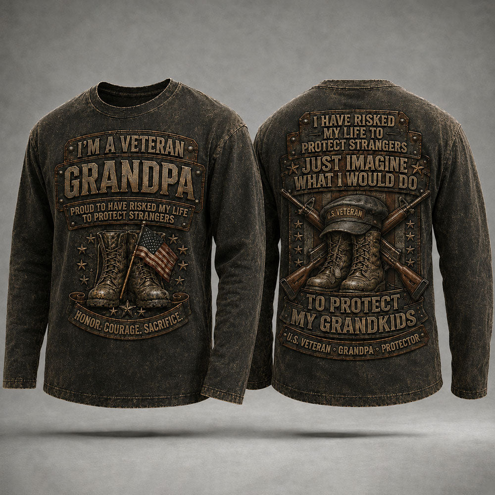 Veteran Grandpa Protector T-Shirt – Proud to Protect My Grandkids VTTHB00015