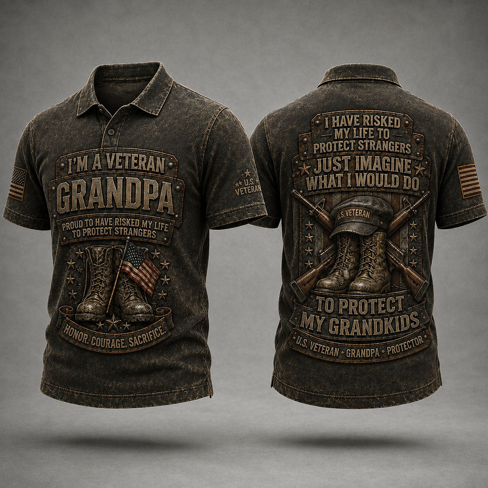 Veteran Grandpa Protector T-Shirt – Proud to Protect My Grandkids VTTHB00015
