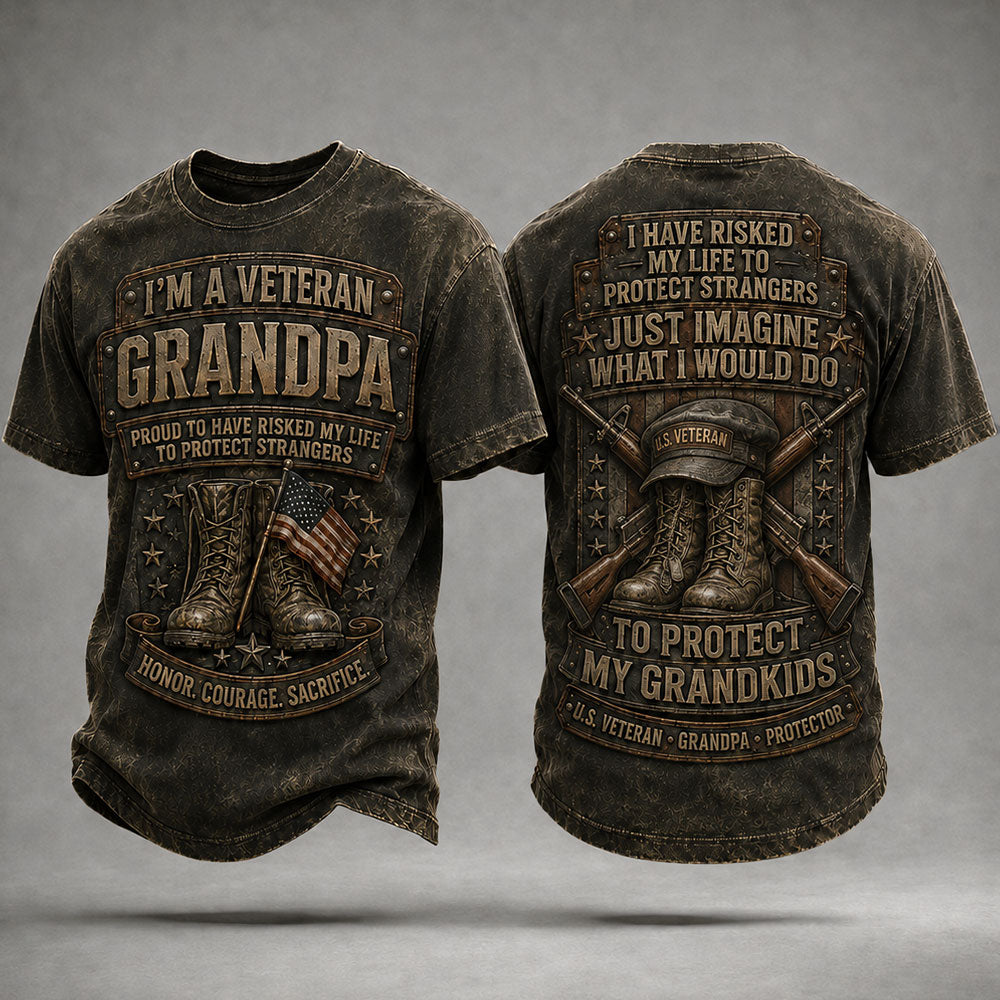 Veteran Grandpa Protector T-Shirt – Proud to Protect My Grandkids VTTHB00015
