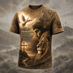 Be Strong and Courageous – Jesus & Lion Christian T-Shirt VTTHB00022