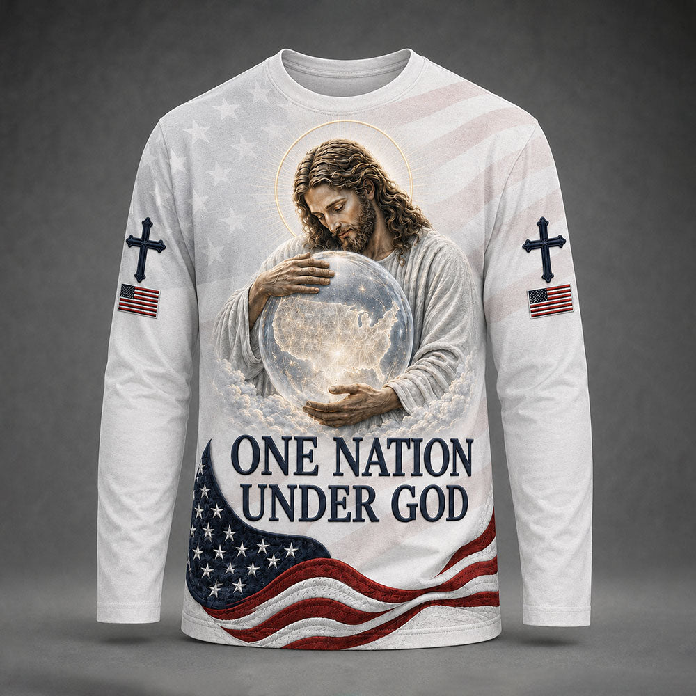 One Nation Under God Christian T-Shirt – Jesus Patriotic American Shirt VTTHB00023