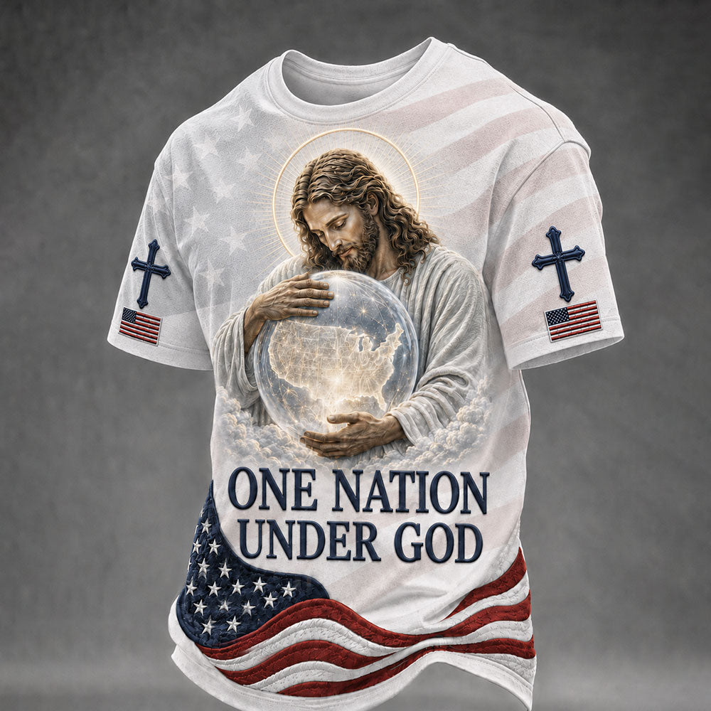 One Nation Under God Christian T-Shirt – Jesus Patriotic American Shirt VTTHB00023