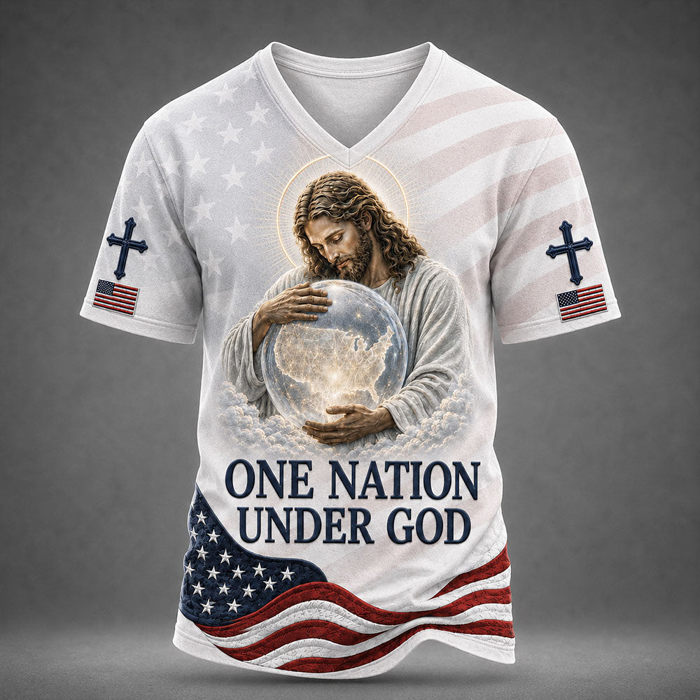 One Nation Under God Christian T-Shirt – Jesus Patriotic American Shirt VTTHB00023