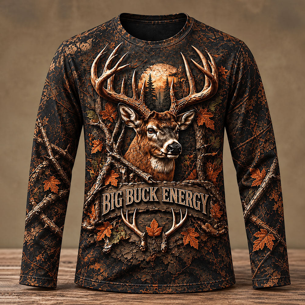 Big Buck Energy Camo Tshirt – Personalized Whitetail Hunter Shirt VTTHB00027