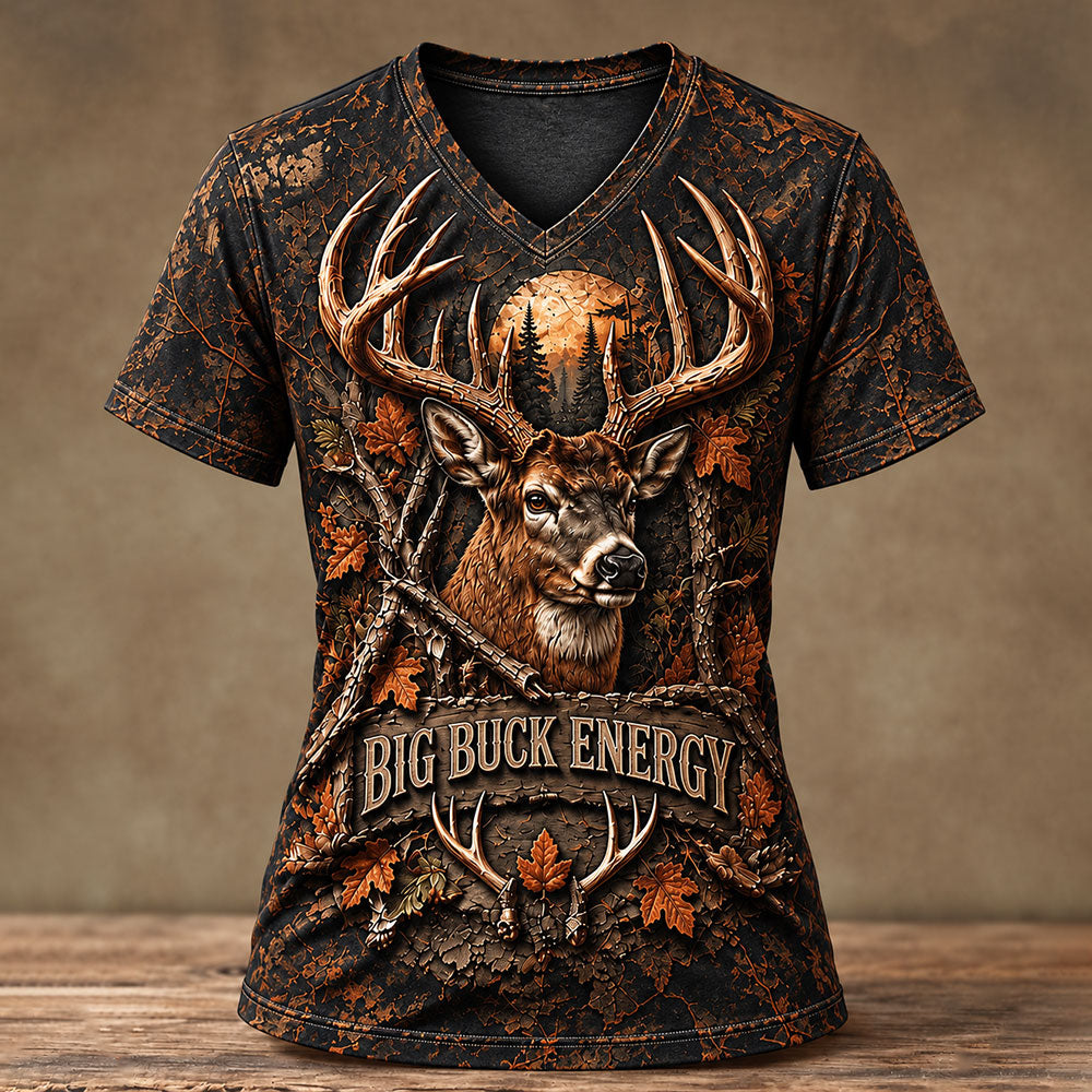 Big Buck Energy Camo Tshirt – Personalized Whitetail Hunter Shirt VTTHB00027