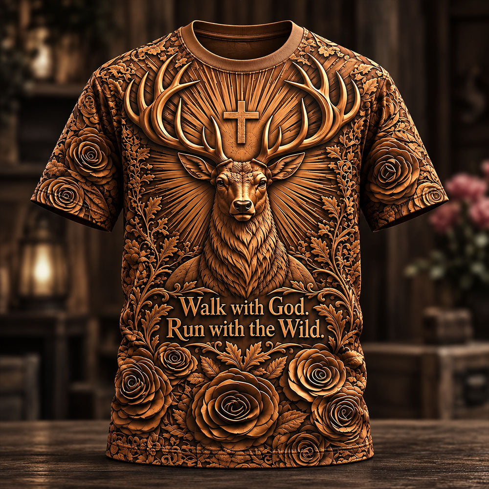 Walk with God, Run with the Wild – Whitetail Faith T-Shirt VTTHB00030