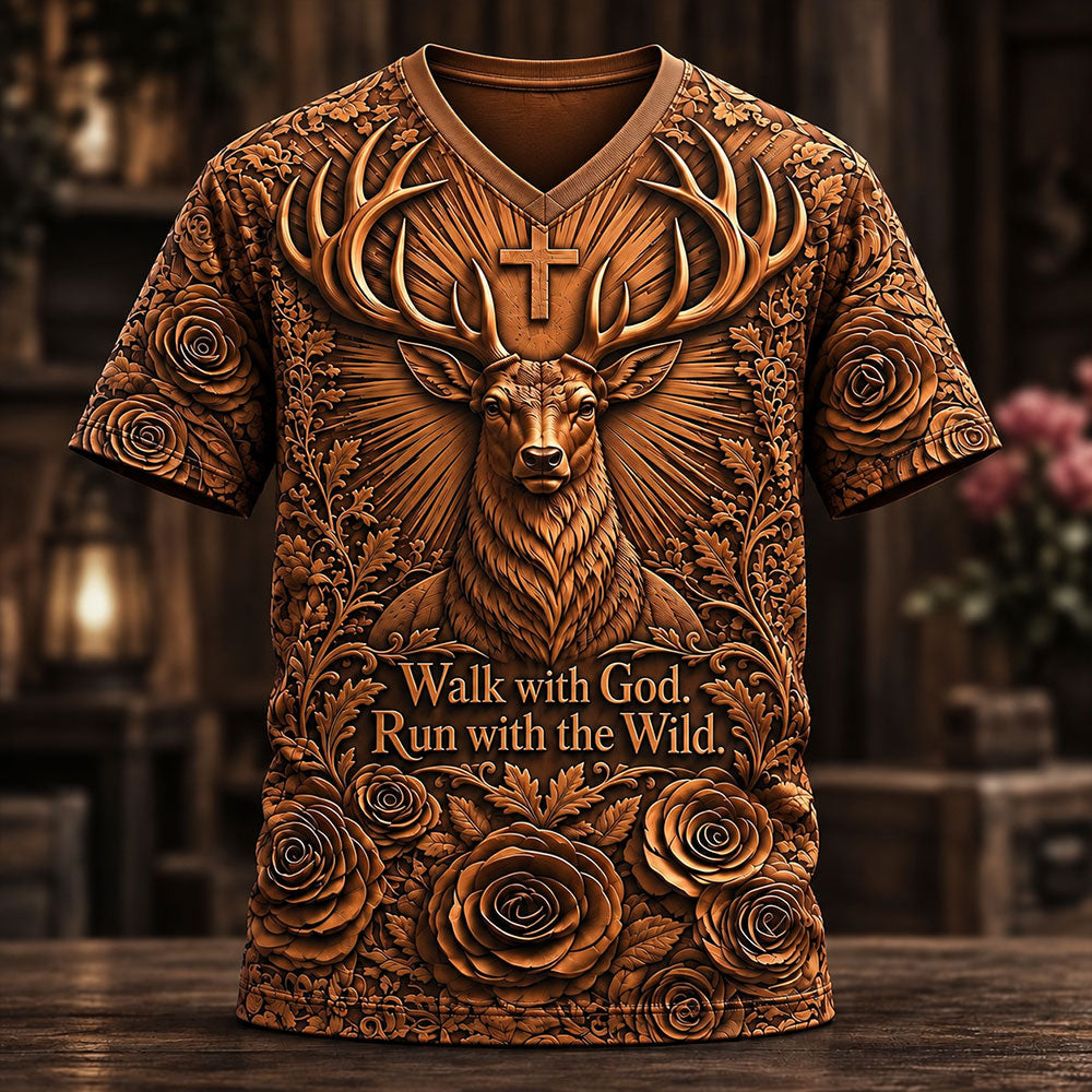 Walk with God, Run with the Wild – Whitetail Faith T-Shirt VTTHB00030