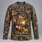 Stay Wild, Keep Exploring – Whitetail Deer Camo T-Shirt VTTHB00032