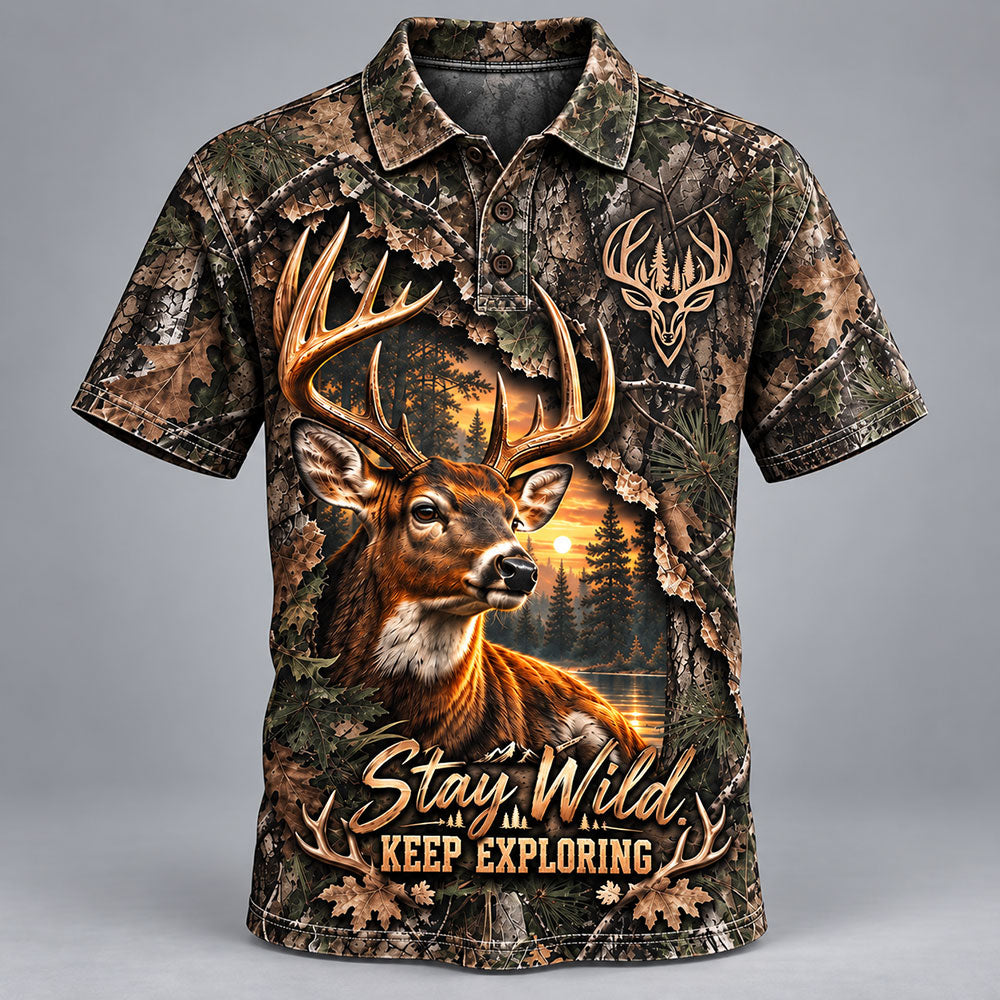 Stay Wild, Keep Exploring – Whitetail Deer Camo T-Shirt VTTHB00032