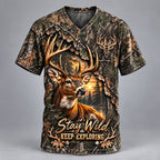 Stay Wild, Keep Exploring – Whitetail Deer Camo T-Shirt VTTHB00032