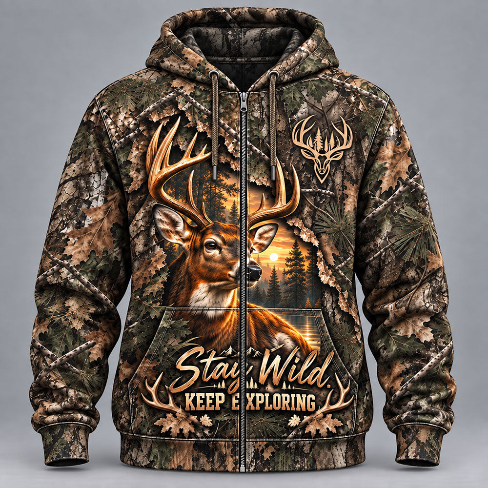 Stay Wild, Keep Exploring – Whitetail Deer Camo T-Shirt VTTHB00032