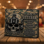 Personalized U.S. Veteran DD-214 Bifold Wallet – Tactical Skull Camo Design VTTHD00001
