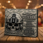 Personalized U.S. Veteran DD-214 Bifold Wallet – Tactical Skull Camo Design VTTHD00001