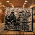 Personalized U.S. Veteran DD-214 Bifold Wallet – Tactical Skull Camo Design VTTHD00001