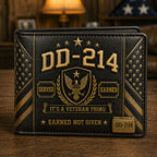 Personalized DD-214 Veteran Premium Leather Wallet – Earned Not Given VTTHD00002