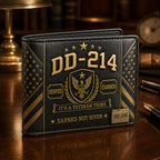 Personalized DD-214 Veteran Premium Leather Wallet – Earned Not Given VTTHD00002