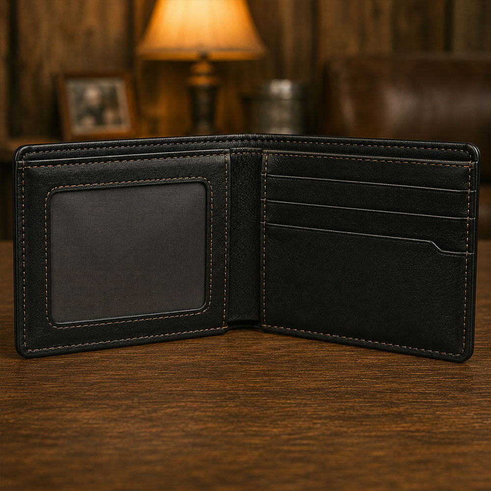 Personalized DD-214 Veteran Premium Leather Wallet – Earned Not Given VTTHD00002