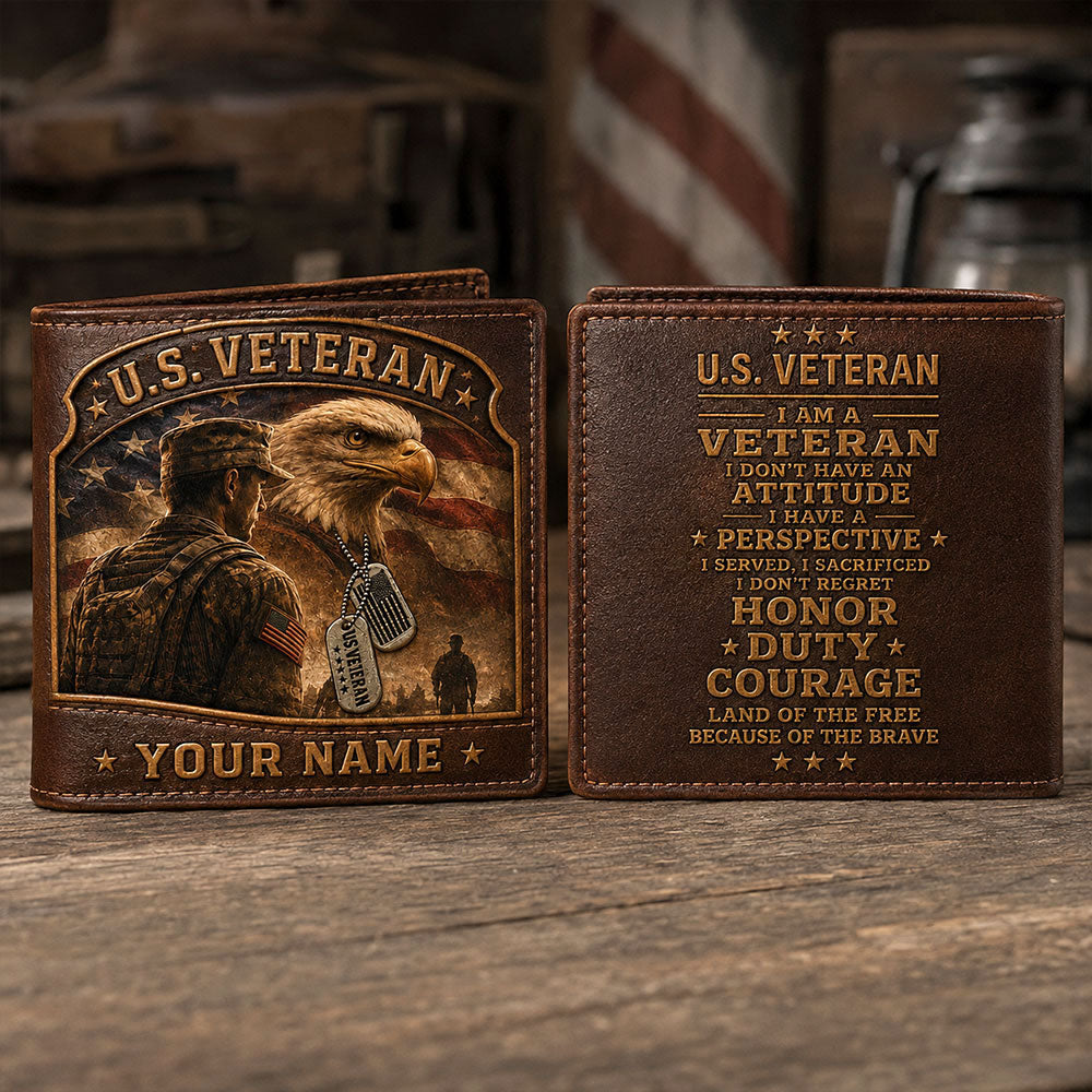 Personalized U.S. Veteran Leather Wallet – Meaningful Gift for Veterans VTTHD00003
