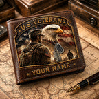 Personalized U.S. Veteran Leather Wallet – Meaningful Gift for Veterans VTTHD00003