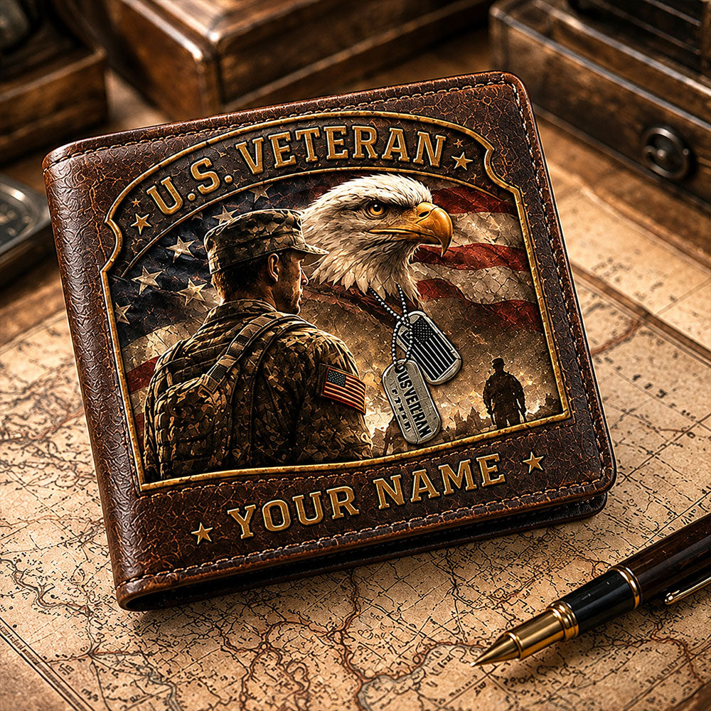 Personalized U.S. Veteran Leather Wallet – Meaningful Gift for Veterans VTTHD00003