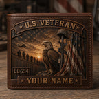 U.S. Veteran DD-214 Leather Wallet – Personalized Veteran Gift VTTHD00005