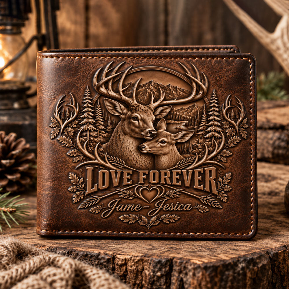 Love Forever – Personalized Buck & Doe Couple Wallet VTTHD00008
