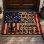 I Am a Veteran Patriotic Doormat – American Military Pride Welcome Mat VTTHF00001