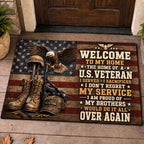 Proud of My Service U.S. Veteran Doormat – Patriotic Welcome Mat VTTHF00003