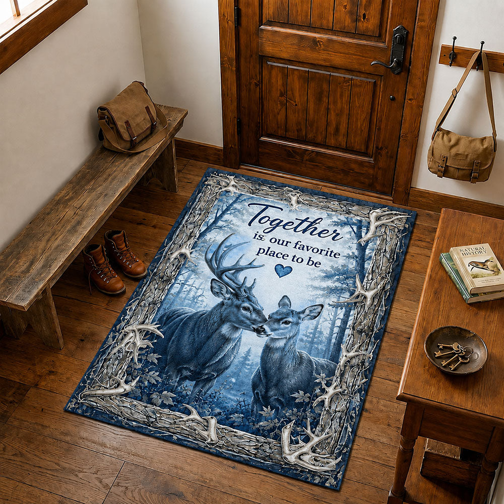 Together Is Our Favorite Place Deer Rug – Buck & Doe Couple Decor VTTHF00004