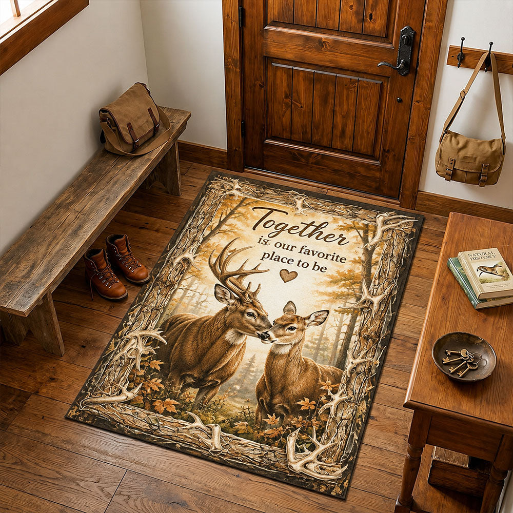 Together Is Our Favorite Place Deer Rug – Buck & Doe Couple Decor VTTHF00004