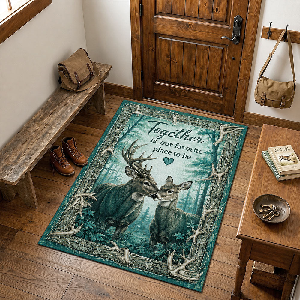 Together Is Our Favorite Place Deer Rug – Buck & Doe Couple Decor VTTHF00004