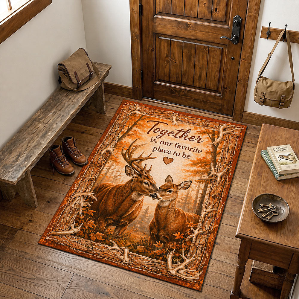 Together Is Our Favorite Place Deer Rug – Buck & Doe Couple Decor VTTHF00004