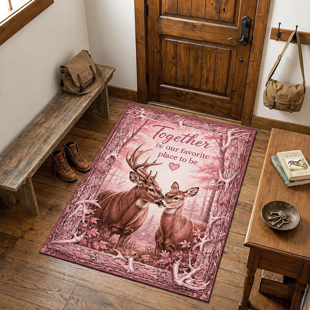 Together Is Our Favorite Place Deer Rug – Buck & Doe Couple Decor VTTHF00004