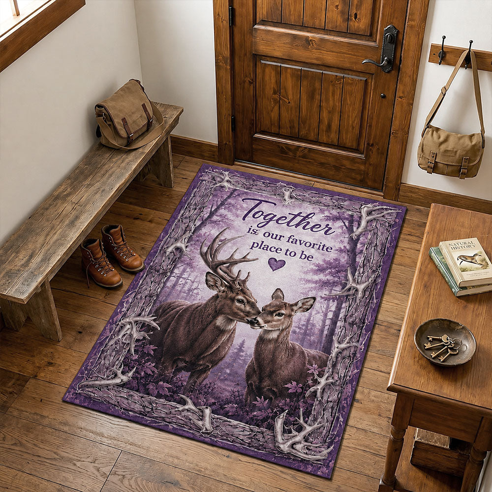 Together Is Our Favorite Place Deer Rug – Buck & Doe Couple Decor VTTHF00004