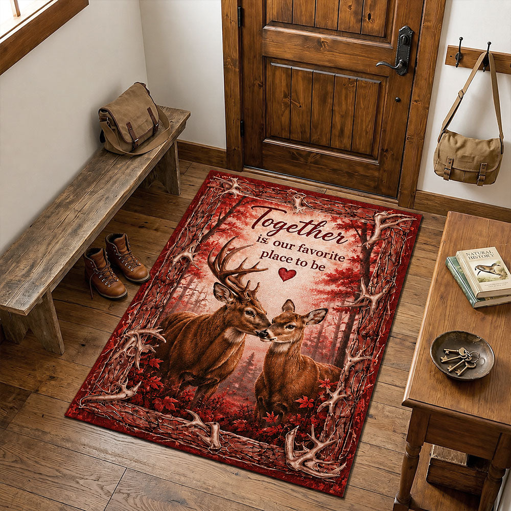 Together Is Our Favorite Place Deer Rug – Buck & Doe Couple Decor VTTHF00004
