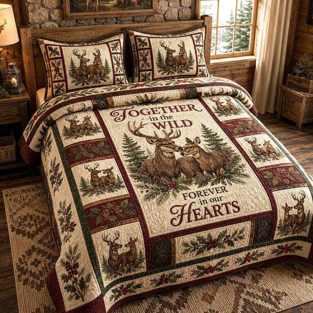 Together in the Wild Bedding Set – Buck & Doe Couple Quilt Set VTTHG00004