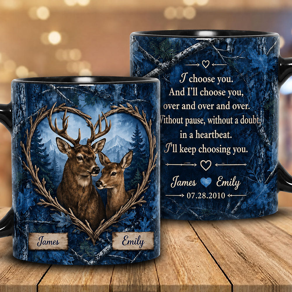 Personalized Buck & Doe Love Mug – Custom Hunting Couple Keepsake VTTHM00001