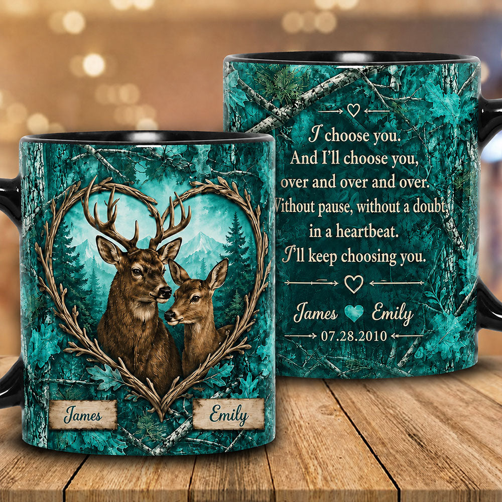 Personalized Buck & Doe Love Mug – Custom Hunting Couple Keepsake VTTHM00001