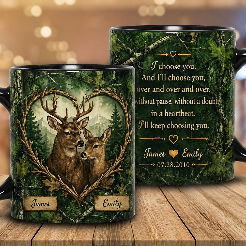 Personalized Buck & Doe Love Mug – Custom Hunting Couple Keepsake VTTHM00001