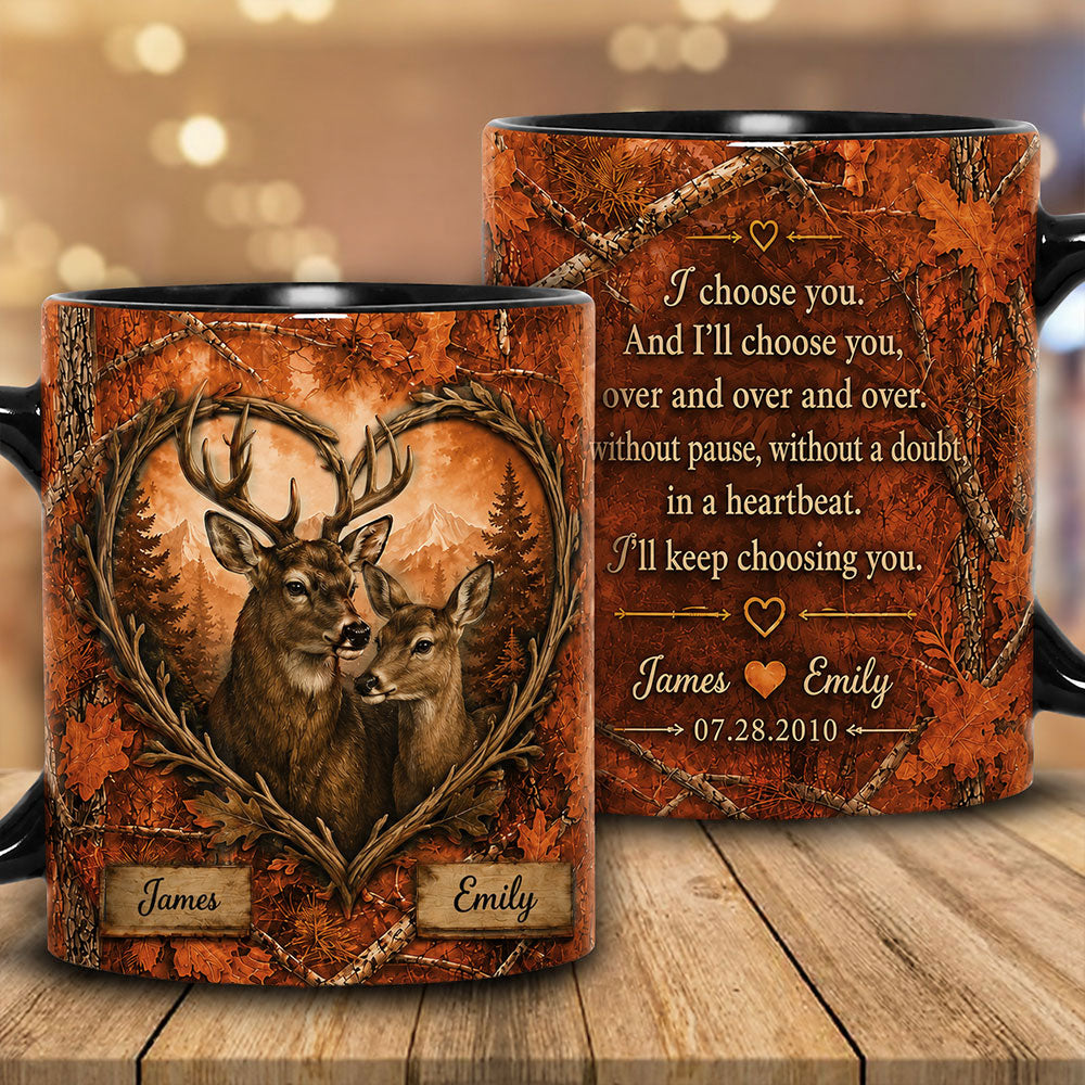 Personalized Buck & Doe Love Mug – Custom Hunting Couple Keepsake VTTHM00001