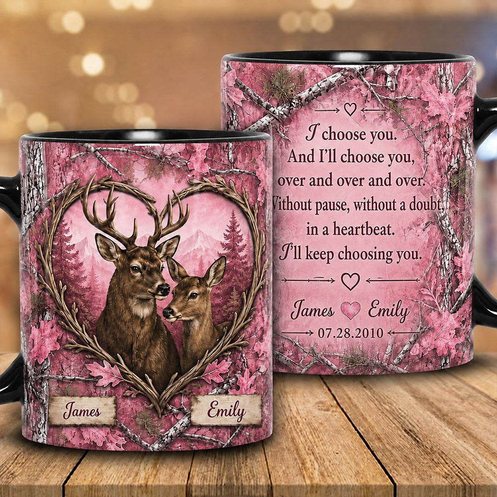Personalized Buck & Doe Love Mug – Custom Hunting Couple Keepsake VTTHM00001