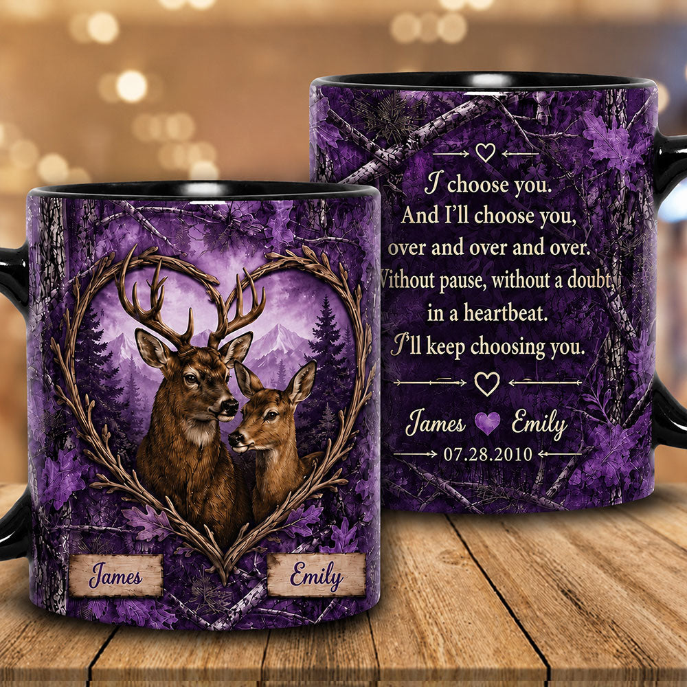 Personalized Buck & Doe Love Mug – Custom Hunting Couple Keepsake VTTHM00001