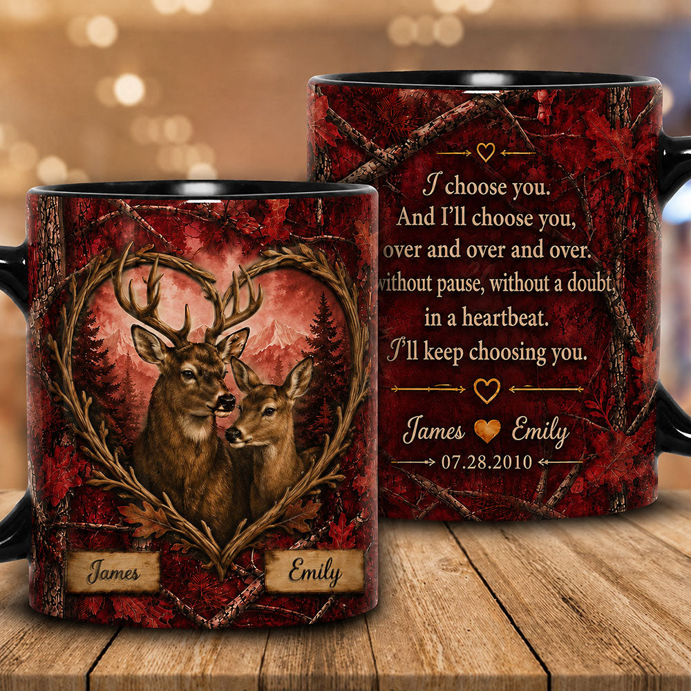 Personalized Buck & Doe Love Mug – Custom Hunting Couple Keepsake VTTHM00001