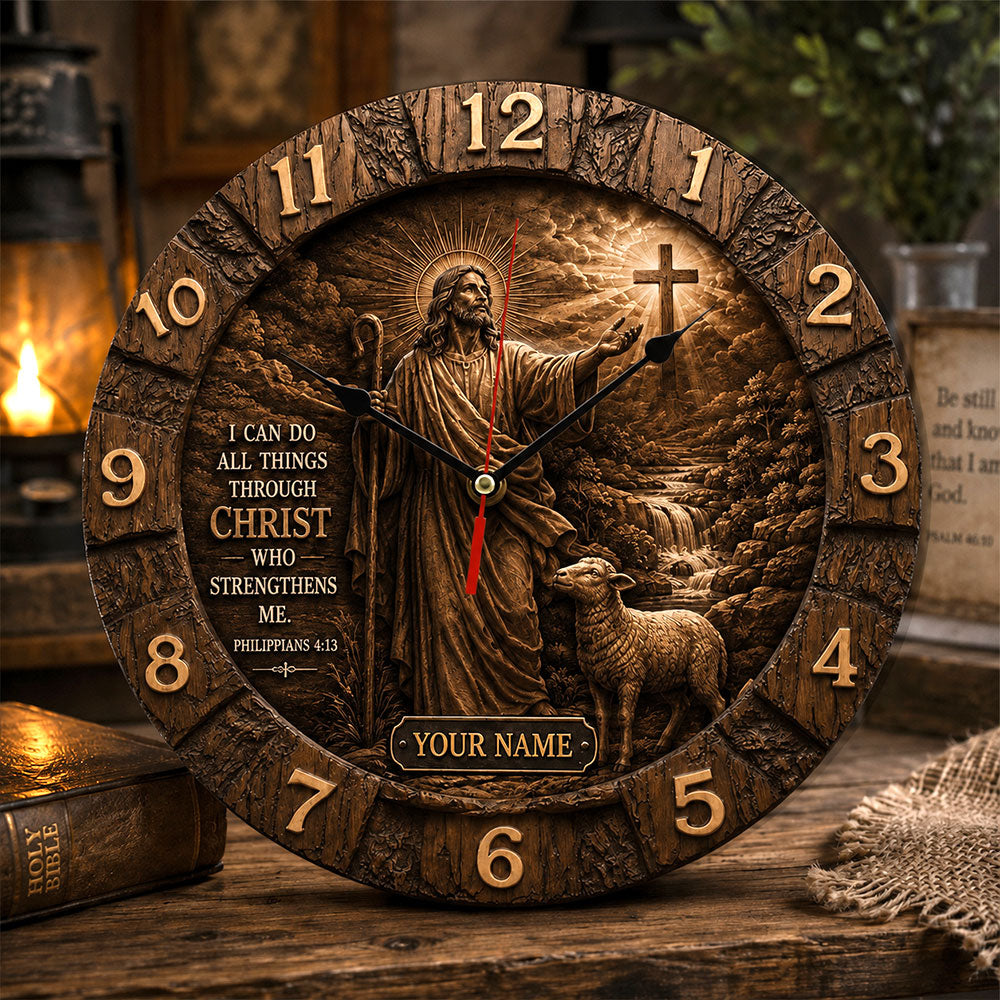 Personalized Christian Wall Clock – Meaningful Jesus Gift for Christians VTTHZ00001